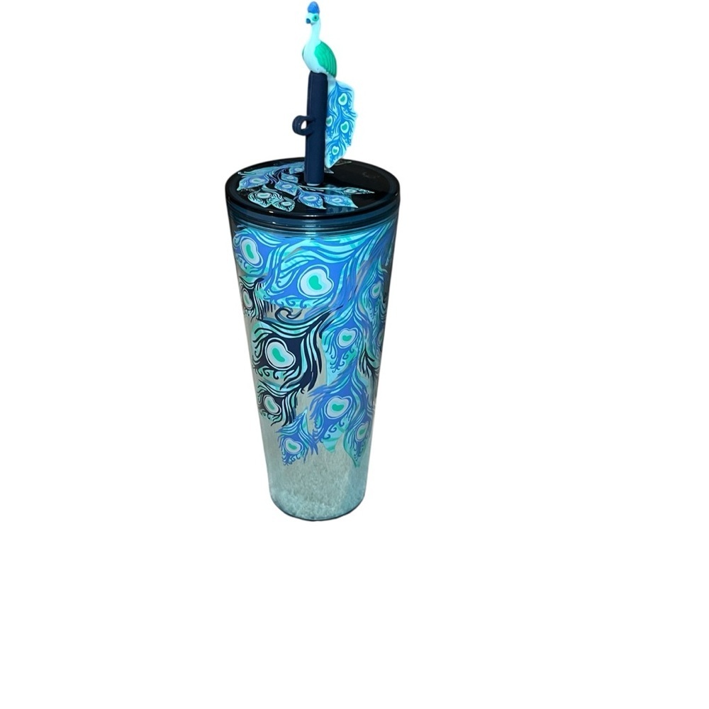 Starbucks holiday Winter 2024 peacock Cold Tumbler Cup 24 oz venti straw & cover - Picture 3 of 14